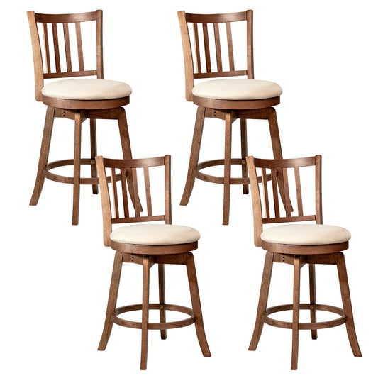 360° Rotating Counter Height Chairs Set of 4 with Backrest and Upholstered Seat-24, Wood