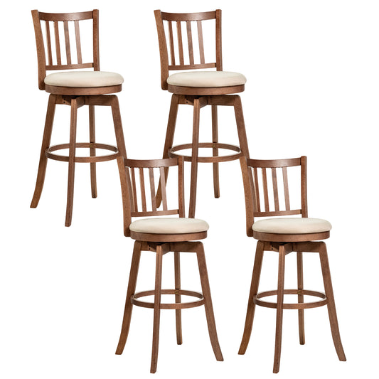 360° Rotating Counter Height Chairs Set of 4 with Backrest and Upholstered Seat-29, Wood