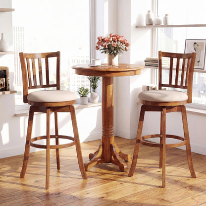 360° Rotating Counter Height Chairs Set of 4 with Backrest and Upholstered Seat-29, Wood Bar Stools at Gallery Canada