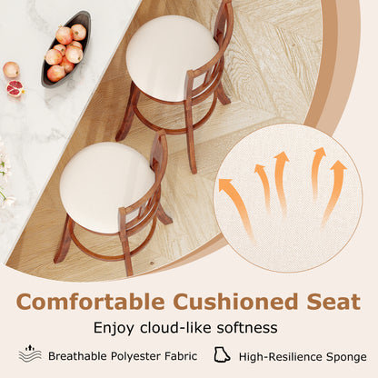 360° Rotating Counter Height Chairs Set of 4 with Backrest and Upholstered Seat-29, Wood Bar Stools at Gallery Canada