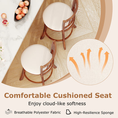 360° Rotating Counter Height Chairs Set of 4 with Backrest and Upholstered Seat-24, Wood Bar Stools at Gallery Canada