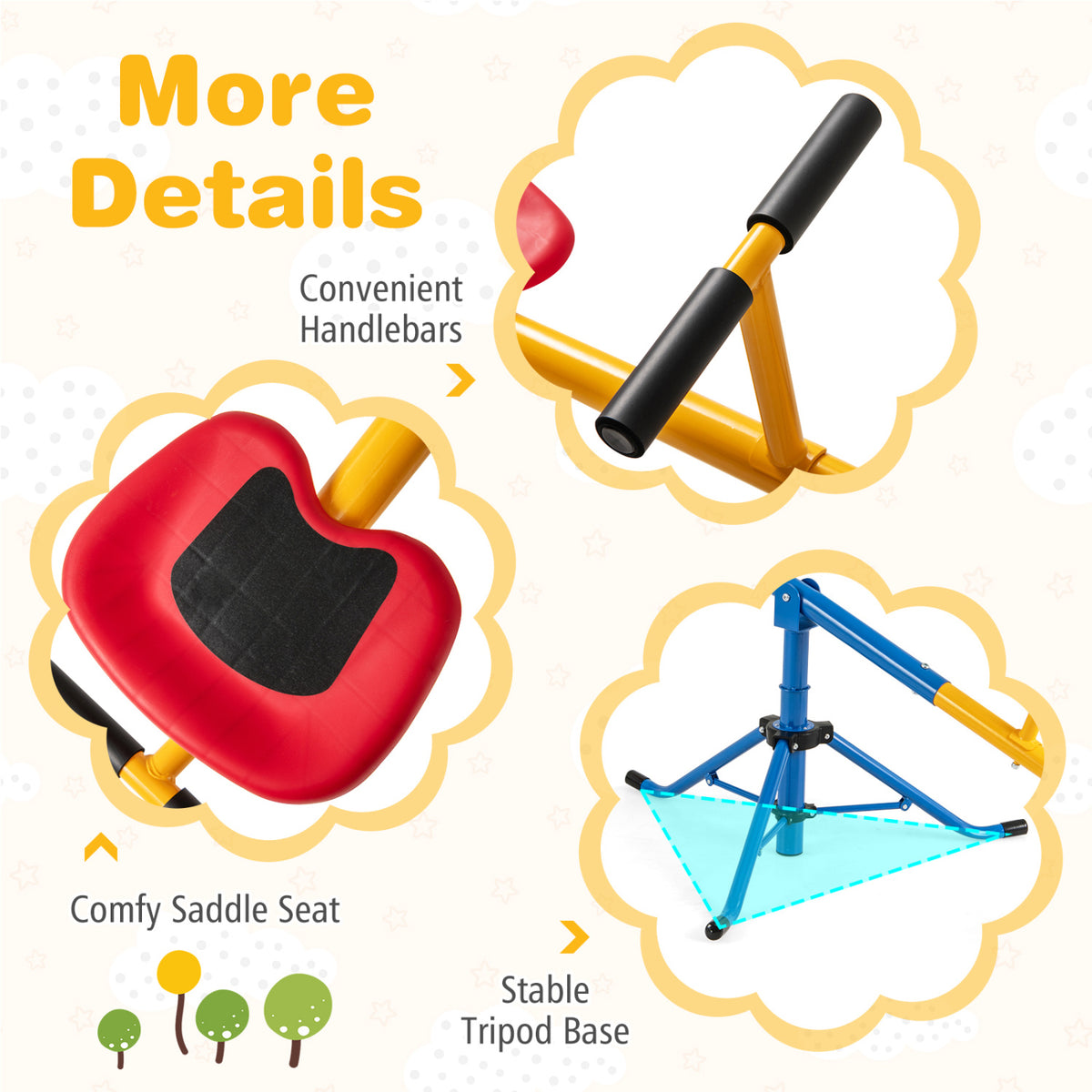 Bascule tournante à 360° pour enfants, rouge