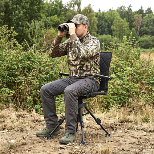 360° Silent Swivel Hunting Seat, 5-Level Adjustable, Black