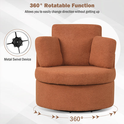 360° Swivel Accent Chair with Half Moon Storage Ottoman, Light Brown Accent Chairs at Gallery Canada