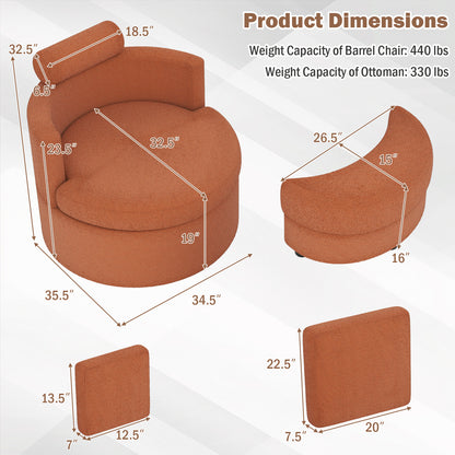 360° Swivel Accent Chair with Half Moon Storage Ottoman, Light Brown Accent Chairs at Gallery Canada