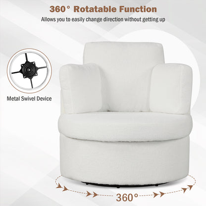 360° Swivel Accent Chair with Half Moon Storage Ottoman, White Accent Chairs at Gallery Canada