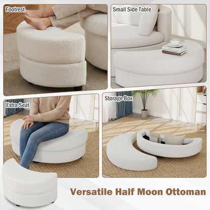 360° Swivel Accent Chair with Half Moon Storage Ottoman, White Accent Chairs at Gallery Canada