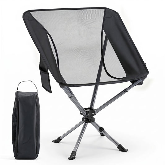 360° Swivel Camping Chair, 300 LBS, Black Beach & Lawn Chairs Black at Gallery Canada