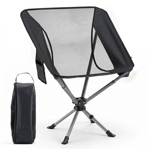 360° Swivel Camping Chair, 300 LBS, Black