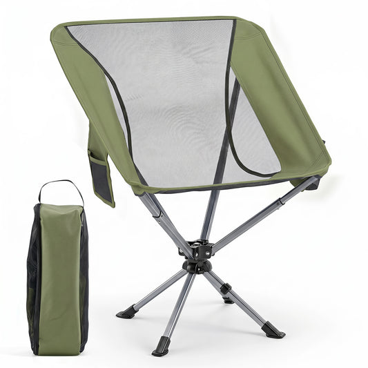360° Swivel Camping Chair, Cup Holder, Side Pocket, 300 Lbs, Green Beach & Lawn Chairs Green at Gallery Canada