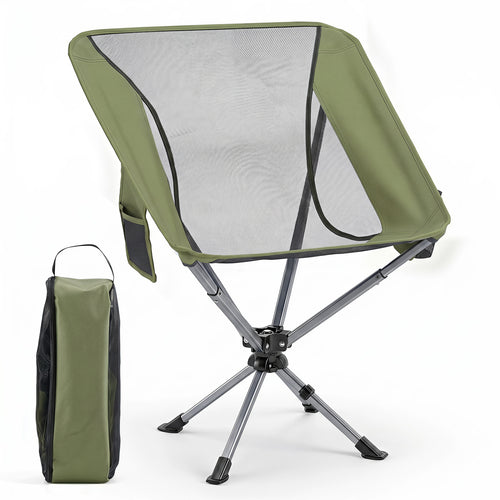 360° Swivel Camping Chair, Cup Holder, Side Pocket, 300 Lbs, Green