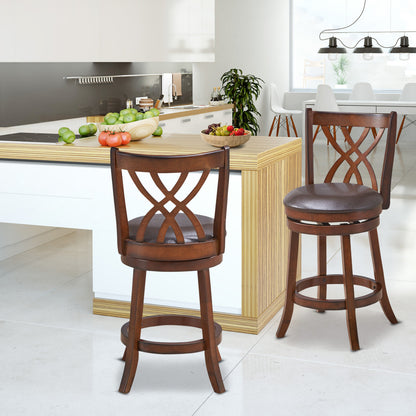360° Swivel Counter Height Chair, PU Leather Seat, 26 Inches, Brown Bar Stools at Gallery Canada