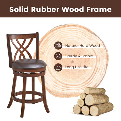 360° Swivel Counter Height Chair, PU Leather Seat, 26 Inches, Brown Bar Stools at Gallery Canada