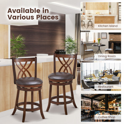 360° Swivel Counter Height Chair, PU Leather Seat, 26 Inches, Brown Bar Stools at Gallery Canada