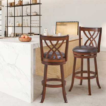 360° Swivel Counter Height Chairs, PU Leather Seat, Footrests, 30 Inches, Brown Bar Stools at Gallery Canada