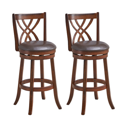 360° Swivel Counter Height Chairs, PU Leather Seat, Footrests, 30 Inches, Brown Bar Stools at Gallery Canada