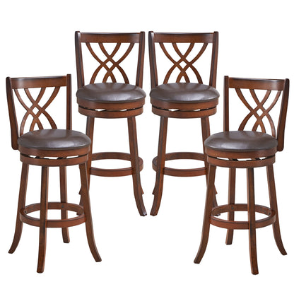 360° Swivel Counter Height Chairs, PU Leather Seat, Footrests, 30 Inches, Brown Bar Stools at Gallery Canada