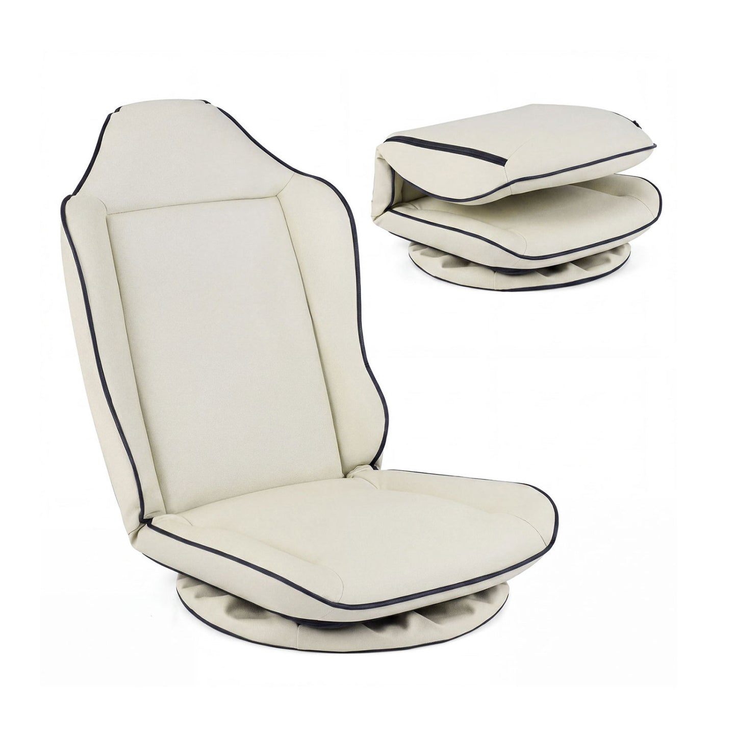 360° Swivel Floor Gaming Chair with 5-Level Adjustable Backrest, Beige Gaming Chairs at Gallery Canada