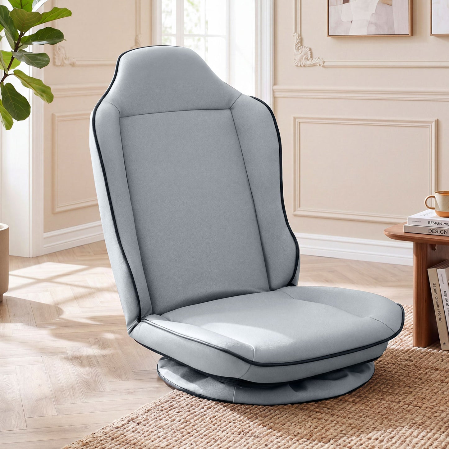 360° Swivel Floor Gaming Chair with 5-Level Adjustable Backrest, Gray Gaming Chairs at Gallery Canada
