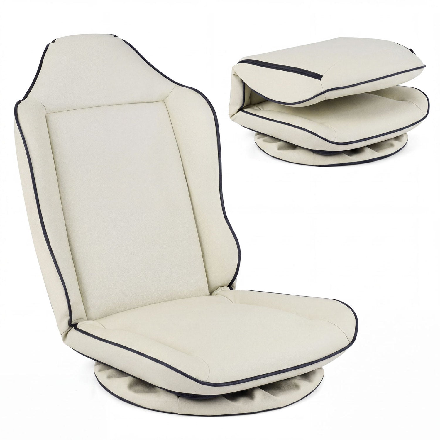 360° Swivel Floor Gaming Chair with 5-Level Adjustable Backrest, Beige Gaming Chairs at Gallery Canada
