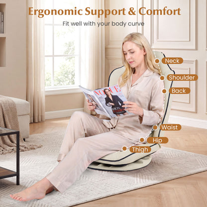360° Swivel Floor Gaming Chair with 5-Level Adjustable Backrest, Beige Gaming Chairs at Gallery Canada