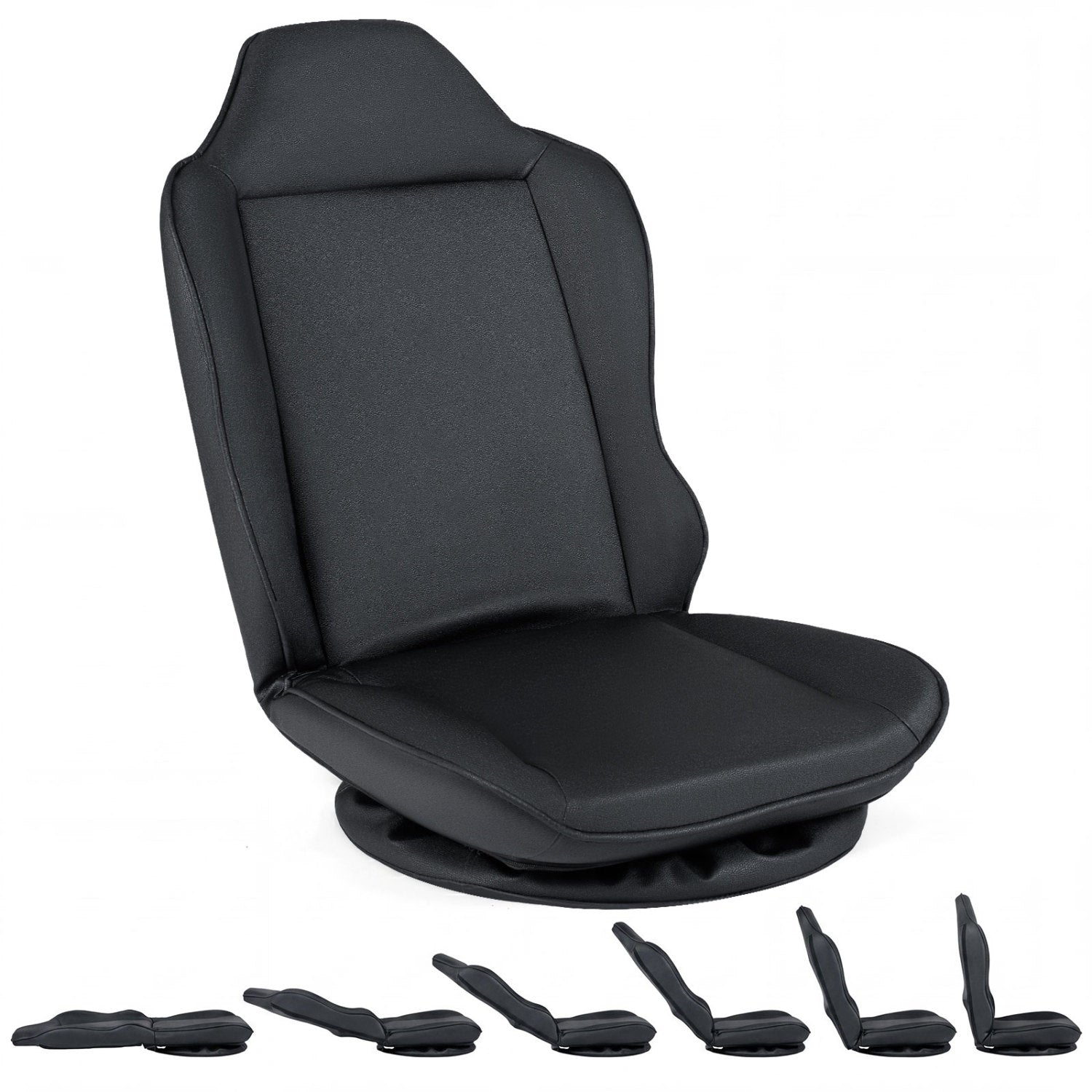 360° Swivel Floor Gaming Chair with 5-Level Adjustable Backrest, Black Gaming Chairs Black at Gallery Canada