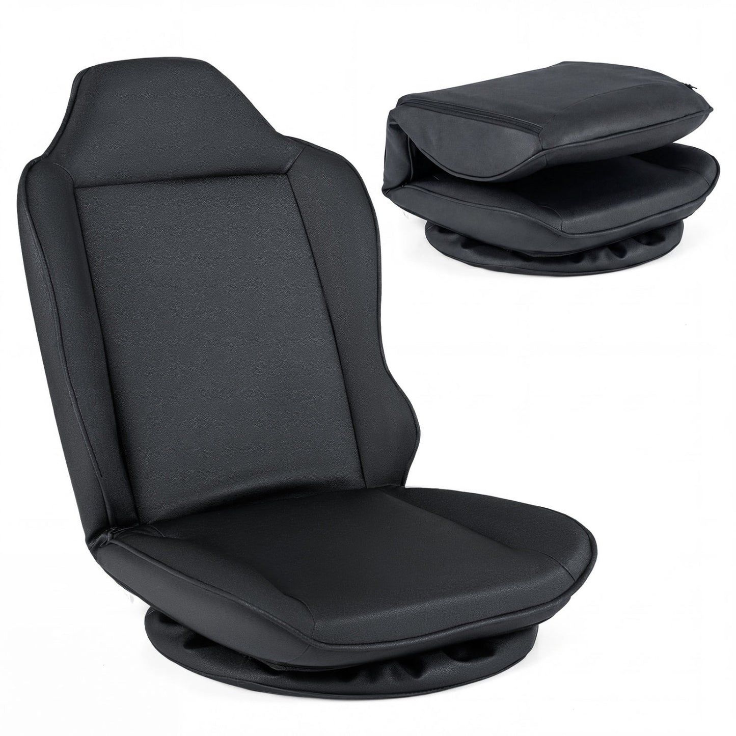 360° Swivel Floor Gaming Chair with 5-Level Adjustable Backrest, Black Gaming Chairs at Gallery Canada
