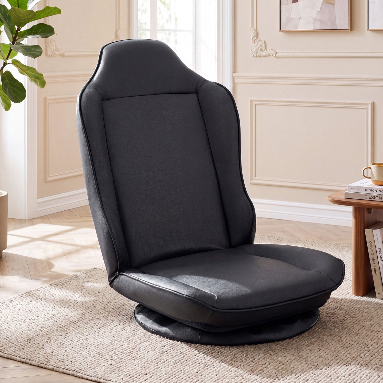 360° Swivel Floor Gaming Chair with 5-Level Adjustable Backrest, Black Gaming Chairs at Gallery Canada
