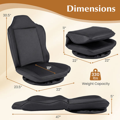 360° Swivel Floor Gaming Chair with 5-Level Adjustable Backrest, Black Gaming Chairs at Gallery Canada