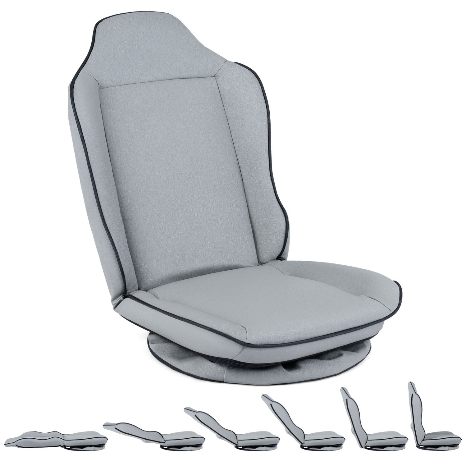 360° Swivel Floor Gaming Chair with 5-Level Adjustable Backrest, Gray Gaming Chairs Gray at Gallery Canada
