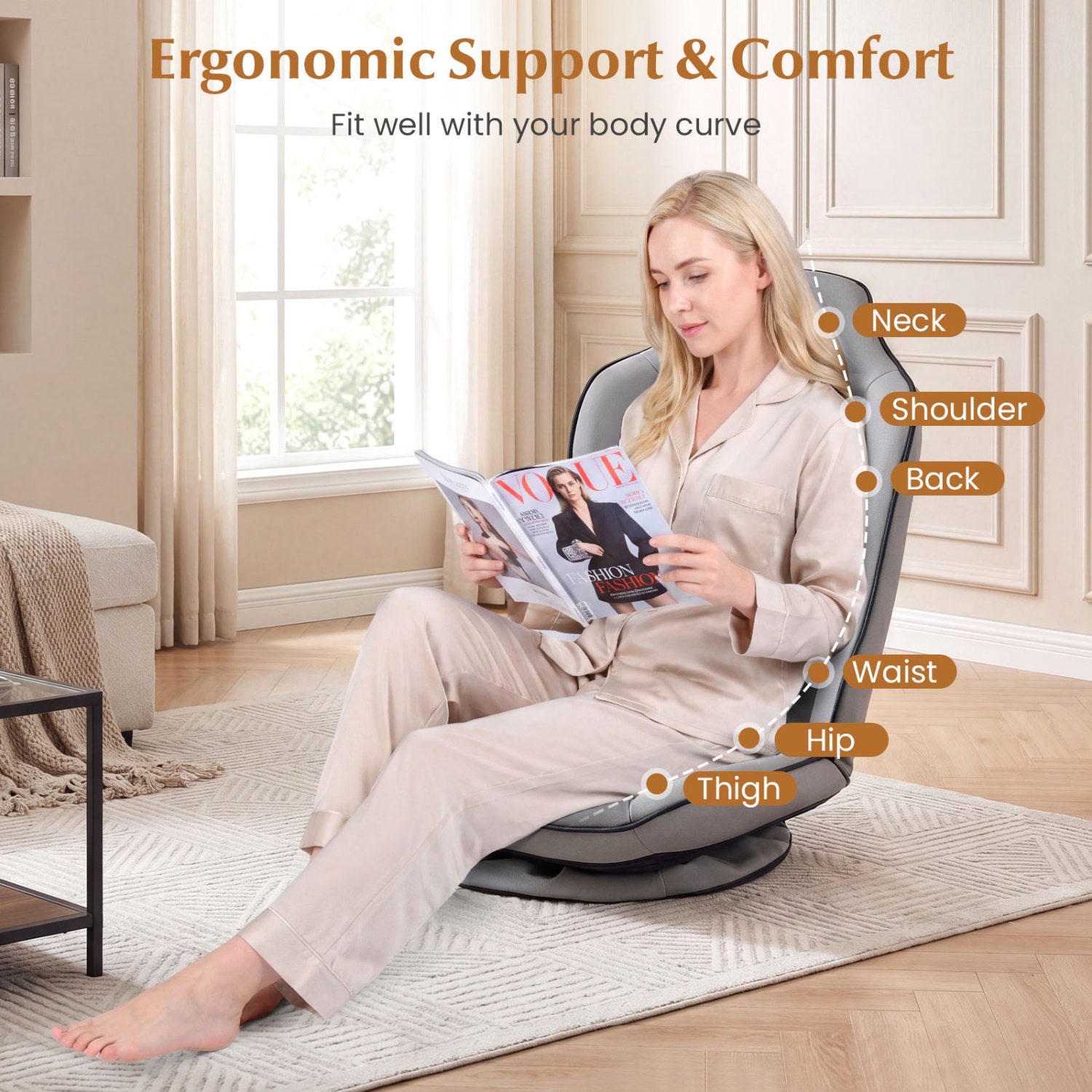 360° Swivel Floor Gaming Chair with 5-Level Adjustable Backrest, Gray Gaming Chairs at Gallery Canada