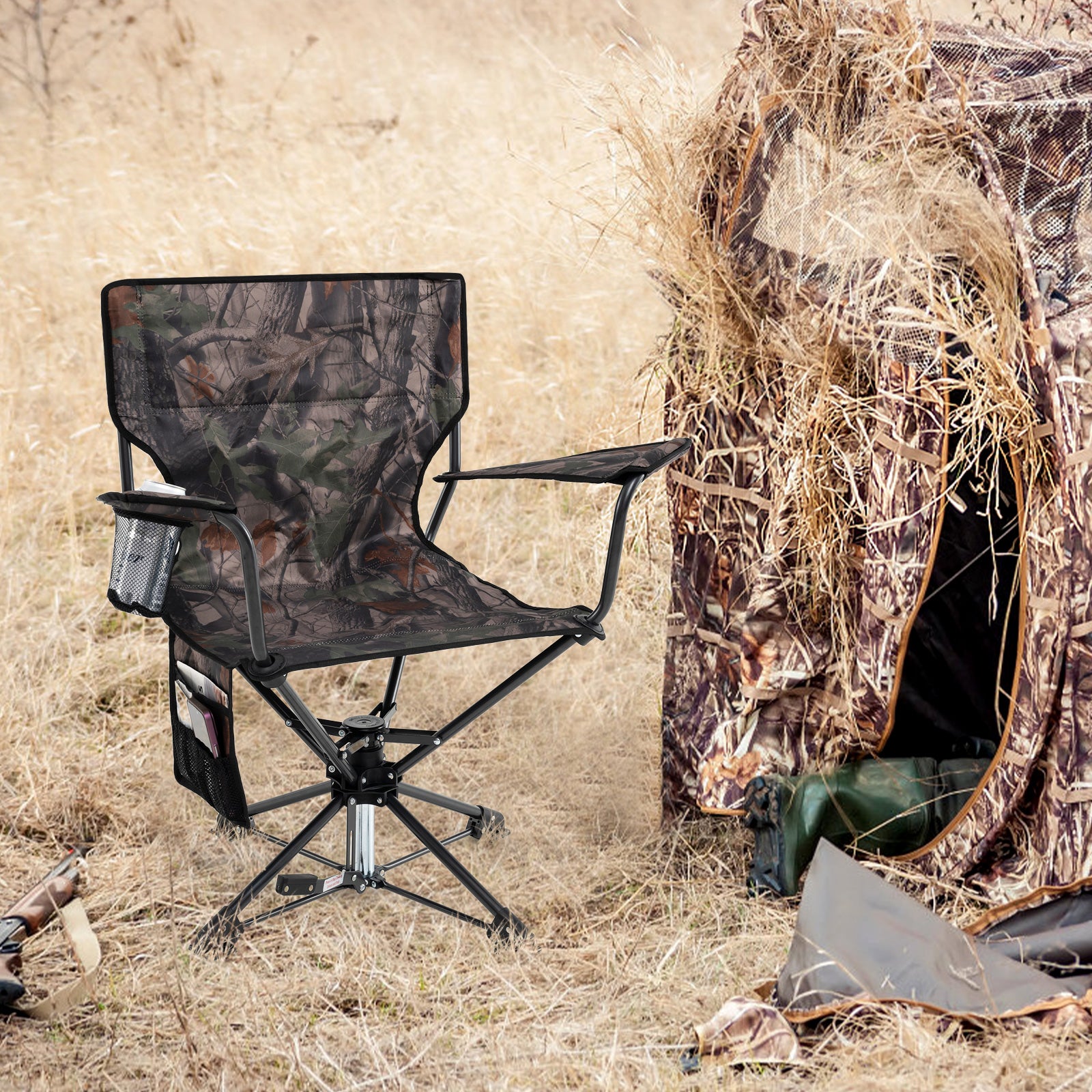360° Swivel Hunting Chair, Portable Foldable Set of 2, Camouflage Outdoor at Gallery Canada