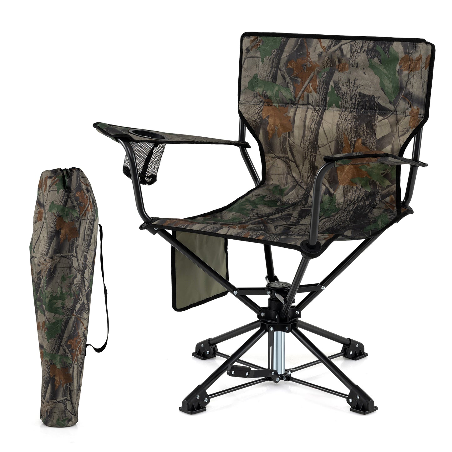 360° Swivel Hunting Chair, Foldable, Green Camping Furniture at Gallery Canada