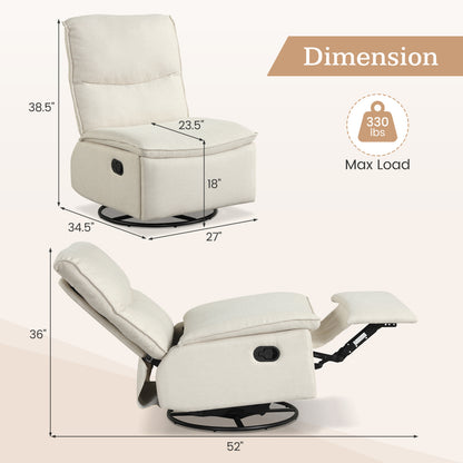 360° Swivel Rocking Chair, Cushioned Back, Living Room, Beige Recliners at Gallery Canada