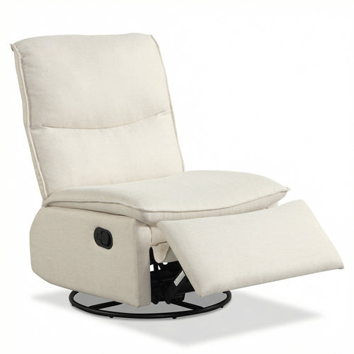 360° Swivel Rocking Chair, Cushioned Back, Living Room, Beige