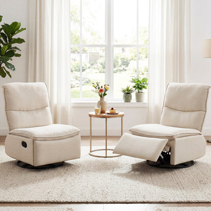 360° Swivel Rocking Chair, Cushioned Back, Living Room, Beige Recliners at Gallery Canada