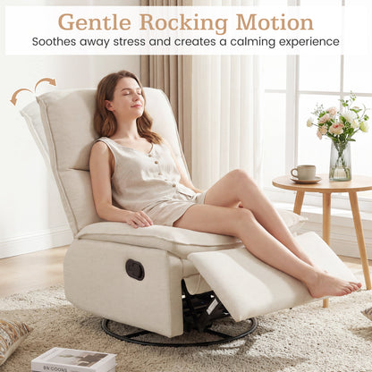 360° Swivel Rocking Chair, Cushioned Back, Living Room, Beige Recliners at Gallery Canada