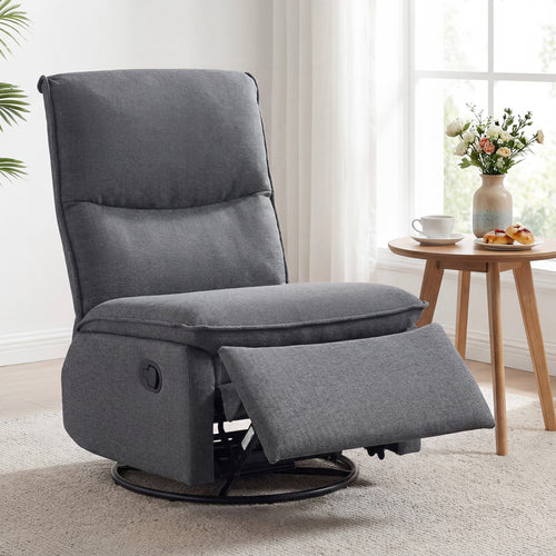 360° Swivel Rocking Chair, Cushioned Back, Gray