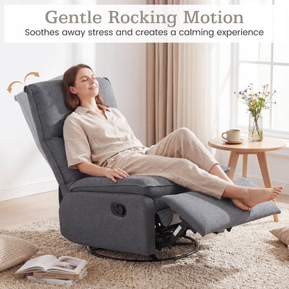 360° Swivel Rocking Chair, Cushioned Back, Gray Recliners at Gallery Canada