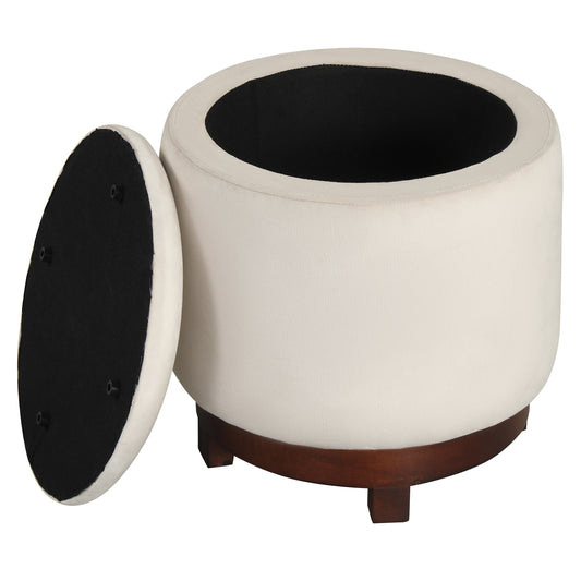 360° Swivel Velvet Foot Rest With Hidden Storage, White Ottomans White at Gallery Canada