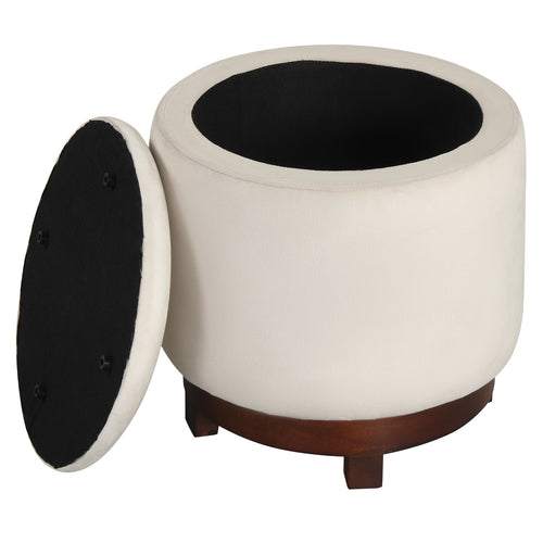 360° Swivel Velvet Foot Rest With Hidden Storage, White