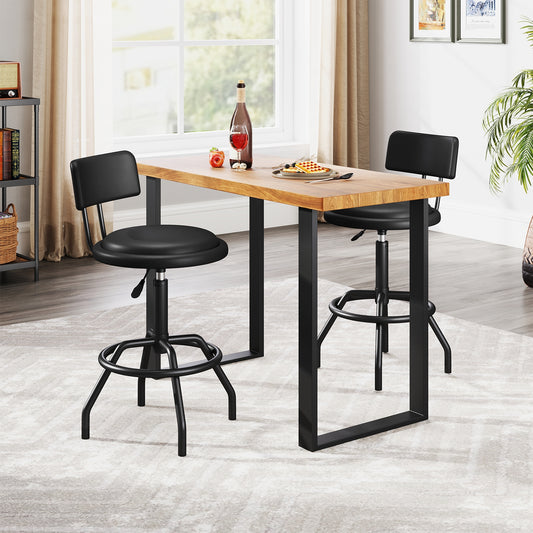 Set of 1/2 360° Swivel Counter Height Barstool with Padded Seat and Back-1 Piece, Black Bar Stools Black at Gallery Canada