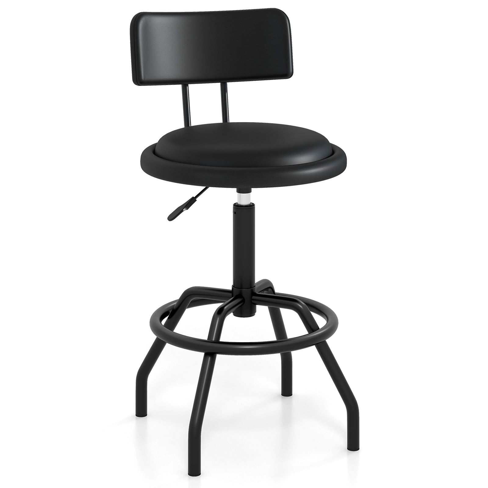 Set of 1/2 360° Swivel Counter Height Barstool with Padded Seat and Back-1 Piece, Black Bar Stools at Gallery Canada