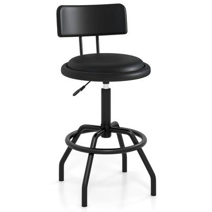 Set of 1/2 360° Swivel Counter Height Barstool with Padded Seat and Back-1 Piece, Black Bar Stools Black at Gallery Canada