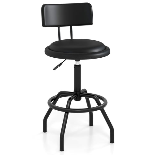 Set of 1/2 360° Swivel Counter Height Barstool with Padded Seat and Back-1 Piece, Black