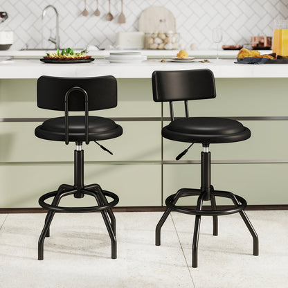 Set of 1/2 360° Swivel Counter Height Barstool with Padded Seat and Back-2 Pieces, Black Bar Stools at Gallery Canada