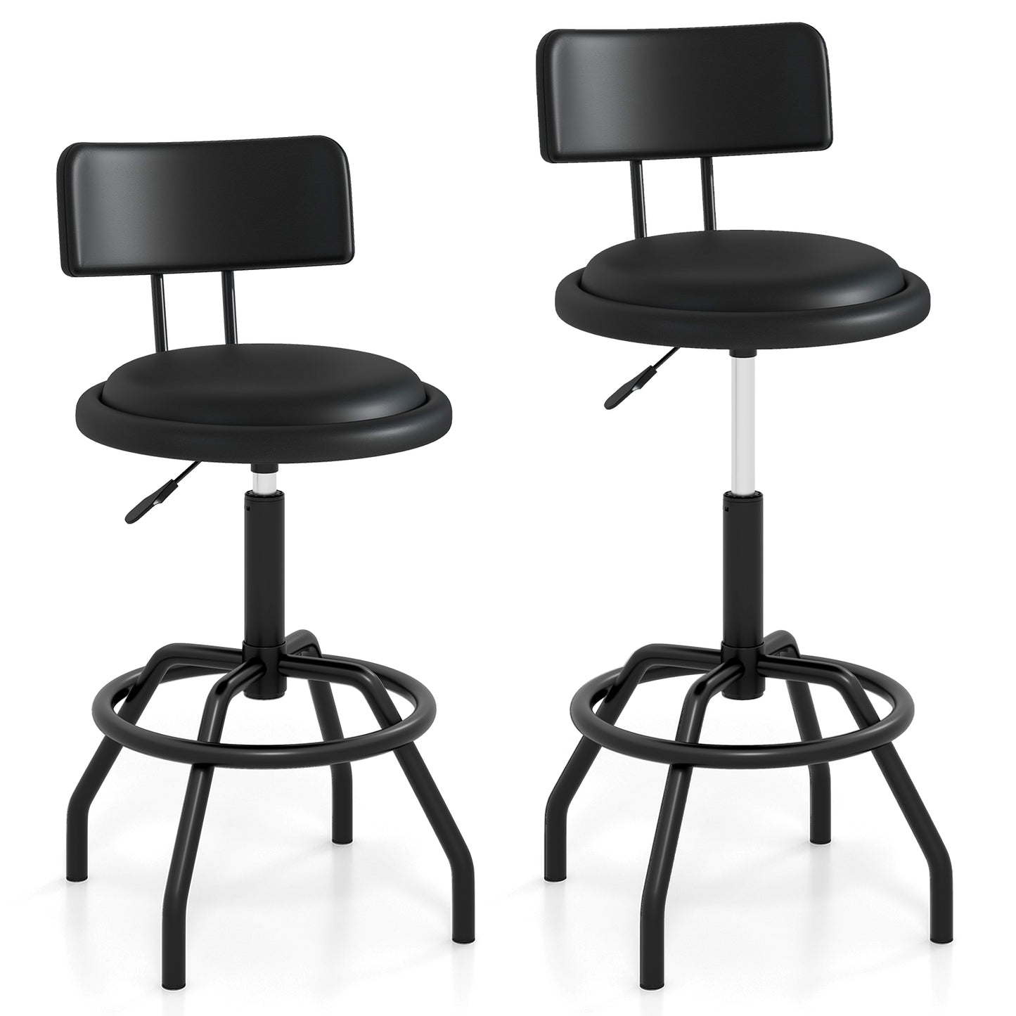 Set of 1/2 360° Swivel Counter Height Barstool with Padded Seat and Back-2 Pieces, Black Bar Stools at Gallery Canada
