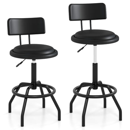 Set of 1/2 360° Swivel Counter Height Barstool with Padded Seat and Back-2 Pieces, Black Bar Stools at Gallery Canada