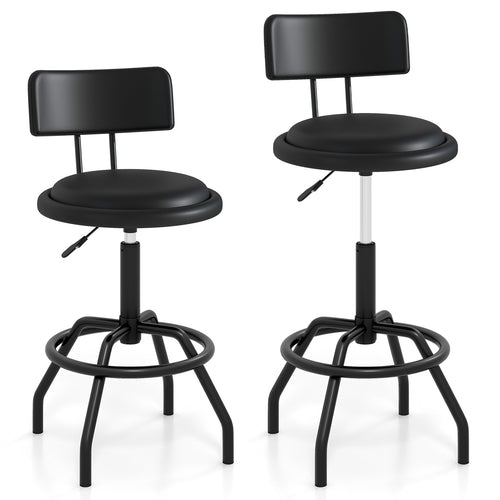Set of 1/2 360° Swivel Counter Height Barstool with Padded Seat and Back-2 Pieces, Black