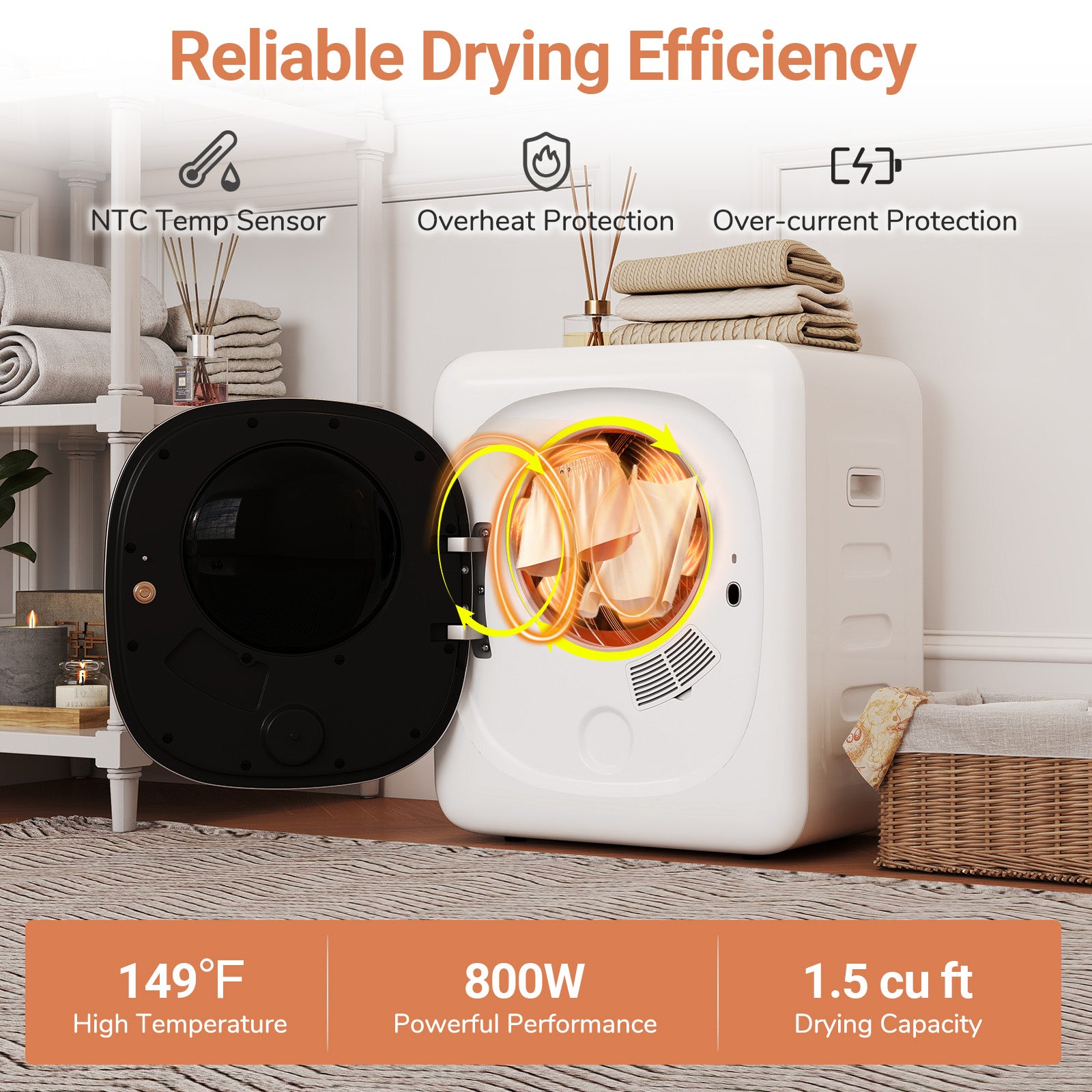 Portable Clothes Dryer Compact Drying Machine 800W Electric Laundry Dryer Dryers at Gallery Canada